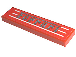 Tile 1 x 4 with Silver 'Ferrari' and White Stripes Pattern (Sticker) - Set 8671