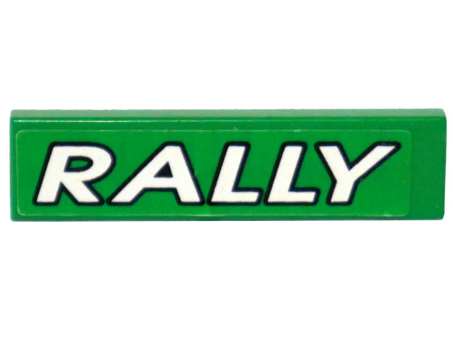 Tile 1 x 4 with 'RALLY' White on Green Background Pattern (Sticker) - Set 6550