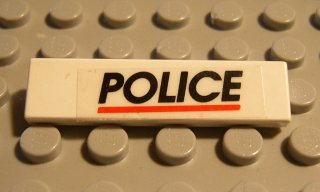 Tile 1 x 4 with 'POLICE' Red Line Pattern (Sticker) - Set 6398