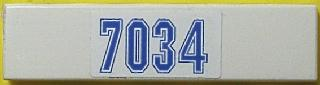 Tile 1 x 4 with Blue '7034' Pattern (Sticker) - Set 7034
