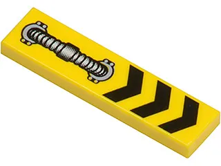 Tile 1 x 4 with 3 Black Chevrons and Silver Hose Pattern