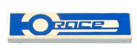 Tile 1 x 4 with Blue and White 'Race' Pattern (Sticker) - Set 8662