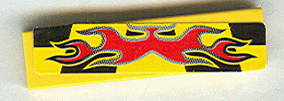 Tile 1 x 4 with Red Flames on Black and Yellow Pattern (Sticker) - Set 8644