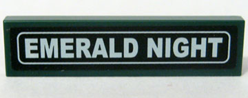Tile 1 x 4 with White 'EMERALD NIGHT' Pattern (Sticker) - Set 10194