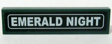 Tile 1 x 4 with White 'EMERALD NIGHT' Pattern (Sticker) - Set 10194