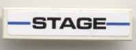 Tile 1 x 4 with Black 'STAGE' on Blue Line Pattern (Sticker) - Set 8124