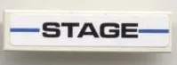 Tile 1 x 4 with Black 'STAGE' on Blue Line Pattern (Sticker) - Set 8124