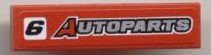 Tile 1 x 4 with Black '6' and 'AUTOPARTS' Pattern (Sticker) - Set 8124