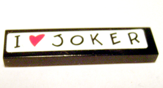 Tile 1 x 4 with 'I' Heart 'JOKER' Pattern (Sticker) - Set 7886