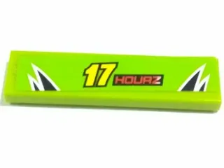 Tile 1 x 4 with Yellow '17' and Red 'HOURZ' and Black and Lime Flames Pattern (Sticker) - Set 8119