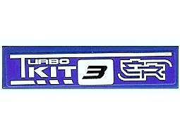 Tile 1 x 4 with Stylized 'ER', White 'TURBO KIT', and Black Number 3 Pattern Model Left Side (Sticker) - Set 8135