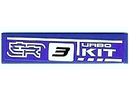 Tile 1 x 4 with Stylized 'ER', White 'TURBO KIT', and Black Number 3 Pattern Model Right Side (Sticker) - Set 8135