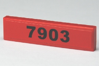 Tile 1 x 4 with Black '7903' on Red Background Pattern (Sticker) - Set 7903