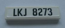 Tile 1 x 4 with Black 'LKJ 8273' on White Background Pattern (Sticker) - Set 8273