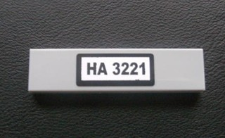 Tile 1 x 4 with Black 'HA 3221' Pattern on White Background (Sticker) - Set 3221