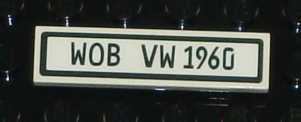 Tile 1 x 4 with Black 'WOB VW 1960' on White Background Pattern (Sticker) - Set 10187