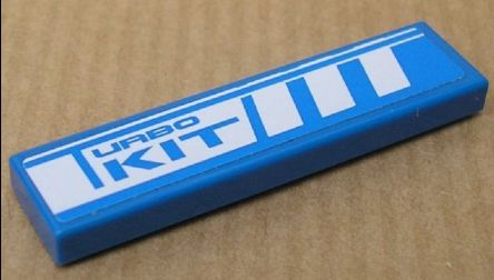 Tile 1 x 4 with 'Turbo KIT' and Broad White Stripes Pattern (Sticker) - Set 8135