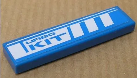 Tile 1 x 4 with 'Turbo KIT' and Broad White Stripes Pattern (Sticker) - Set 8135