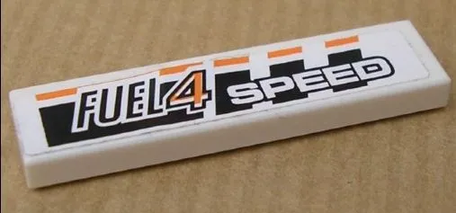Tile 1 x 4 with 'FUEL4 SPEED' on Black and Orange Stripes Pattern (Sticker) - Set 8135