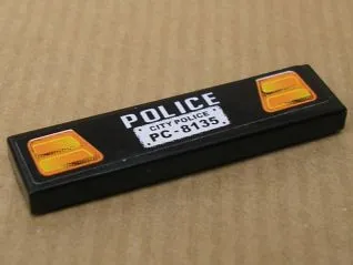 Tile 1 x 4 with Taillights, 'POLICE' and 'CITY POLICE PC-8135' Pattern (Sticker) - Set 8135