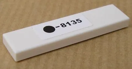 Tile 1 x 4 with Black Dot and '-8135' Pattern (Sticker) - Set 8135