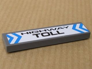 Tile 1 x 4 with 'HIGHWAY TOLL' and Blue Chevrons Pattern (Sticker) - Set 8147