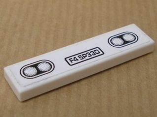 Tile 1 x 4 with 'F4 5P33D' and Headlights Pattern (Sticker) - Set 8147