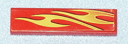 Tile 1 x 4 with Yellow Flames Pattern Model Back Left Side (Sticker) - Set 8667