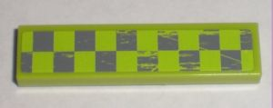 Tile 1 x 4 with Worn Lime Checkered Pattern Model Right Side (Sticker) - Set 8211