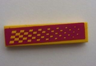 Tile 1 x 4 with Yellow and Light Purple Checkered Pattern (Sticker) - Set 8666