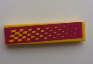 Tile 1 x 4 with Yellow and Light Purple Checkered Pattern (Sticker) - Set 8666