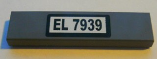 Tile 1 x 4 with Black 'EL 7939' on White Background Pattern (Sticker) - Set 7939