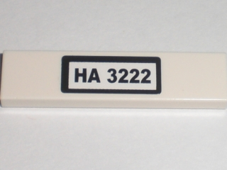 Tile 1 x 4 with Black 'HA 3222' Pattern (Sticker) - Set 3222
