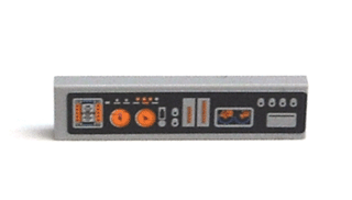 Tile 1 x 4 with Gauges on Black Background Pattern (Sticker) - Set 7738