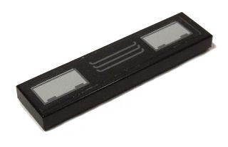 Tile 1 x 4 with Gray Grille and Rectangles Pattern (Sticker) - Set 5973