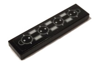 Tile 1 x 4 with Gray Circles and Rectangles Pattern (Sticker) - Set 5973