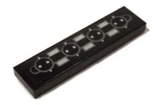 Tile 1 x 4 with Gray Circles and Rectangles Pattern (Sticker) - Set 5973