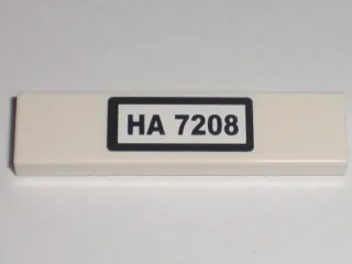 Tile 1 x 4 with Black 'HA 7208' Pattern (Sticker) - Set 7208