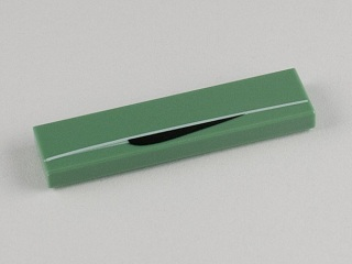 Tile 1 x 4 with White Line with Black Curved Border Pattern