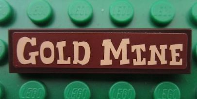 Tile 1 x 4 with 'GOLD MINE' Pattern (Sticker) - Set 7594