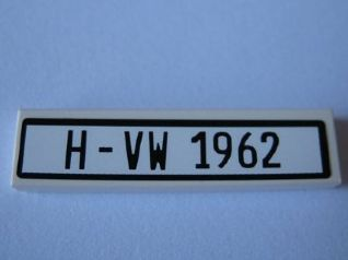 Tile 1 x 4 with Black 'H-VW 1962' Pattern (Sticker) - Set 10220