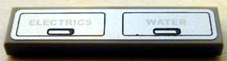 Tile 1 x 4 with 'ELECTRICS' and 'WATER' on Silver Background Pattern (Sticker) - Set 3677