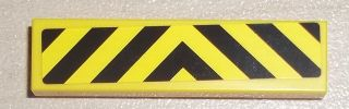Tile 1 x 4 with Black and Yellow Danger Stripes Pattern (Sticker) - Set 7936