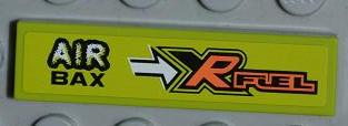 Tile 1 x 4 with 'AIR BAX' and 'XR FUEL' Pattern Model Left Side (Sticker) - Set 8186