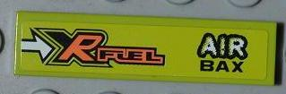 Tile 1 x 4 with 'XR FUEL' and 'AIR BAX' Pattern Model Right Side (Sticker) - Set 8186