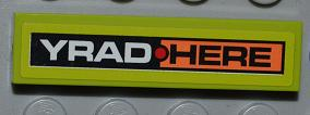 Tile 1 x 4 with 'YRAD' and 'HERE' Pattern (Sticker) - Set 8186