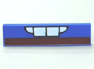 Tile 1 x 4 with White Teeth and Dark Red Stripe Pattern (Ivan Mater)