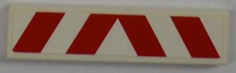 Tile 1 x 4 with Red and White Danger Stripes Pattern (Sticker) - Set 8186