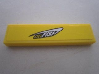 Tile 1 x 4 with 'CELLFISH' on Yellow Background Pattern (Sticker) - Set 8495