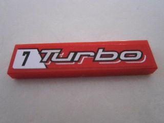 Tile 1 x 4 with '7 Turbo' on Red Background Pattern (Sticker) - Set 8495